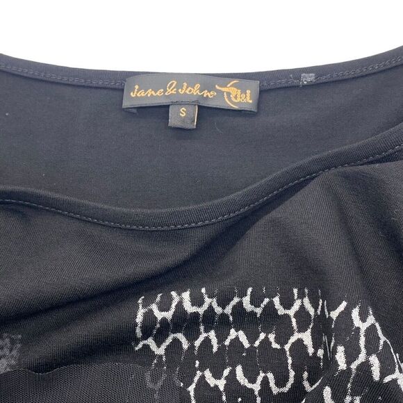 Jane & John Long Slv Black Tunic Viscose Artsy Mixed Fabric Sequin Mesh Size S - Picture 9 of 12